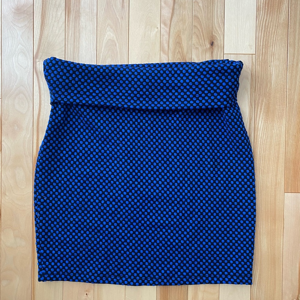 Twik Blue and Black Polka Dot Pencil Skirt